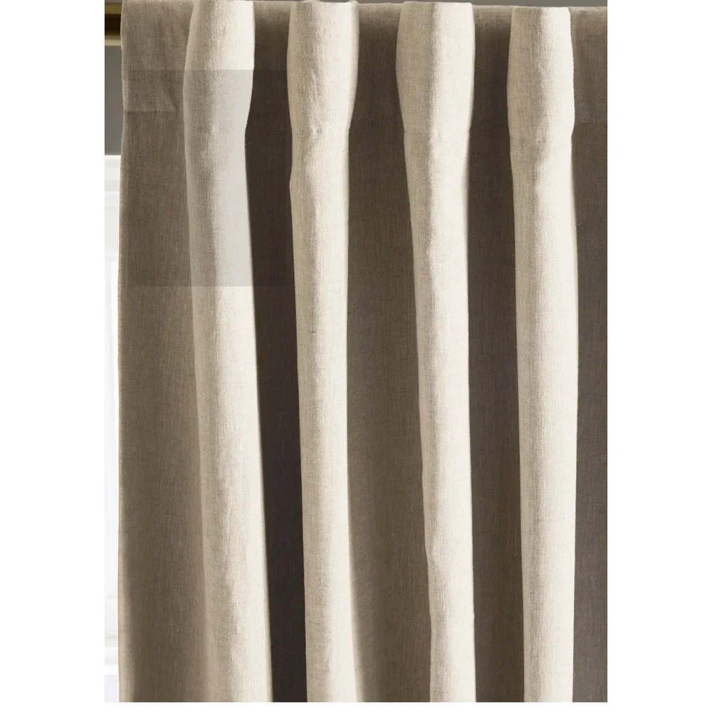 Quince European Linen Panel Flax True Blackout Room Darkening Curtain Size 48×96